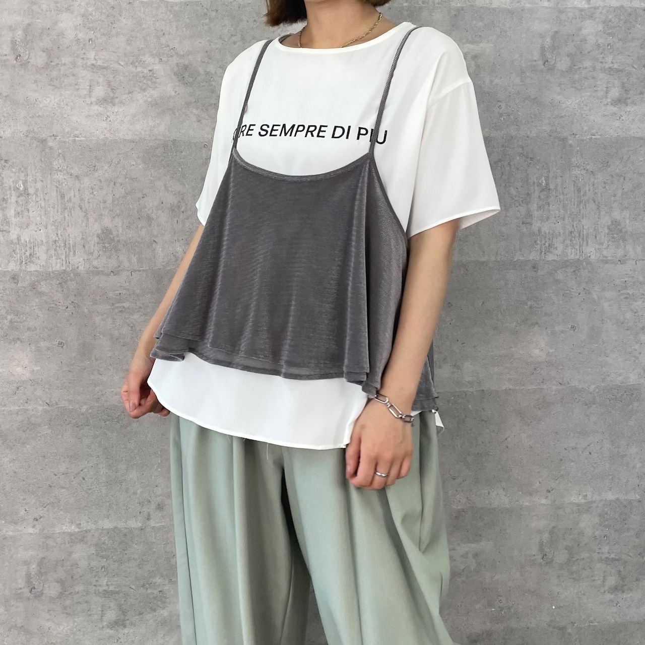 本日価格⭐︎ Anna Kerry  アンナケリー　メッシュベロアキャミソール アンナケリー】メッシュベロアキャミソール 27242906 | TO