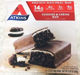 Atkinsミールバー、クッキーアンドクリームバー