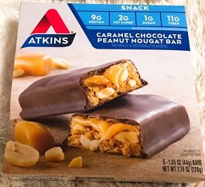 Atkins, Caramel Chocolate Peanut Nougat Bar,