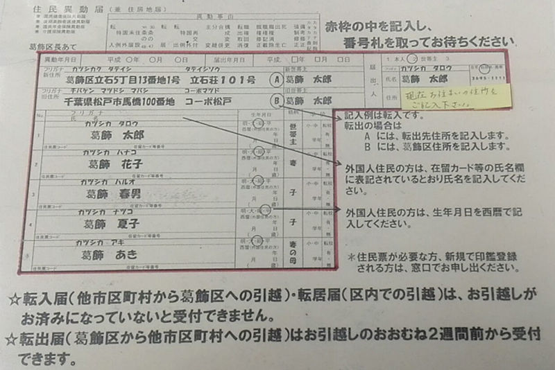 東京都の区役所を全部周り、記入例に書かれた名前を全部調べてきた