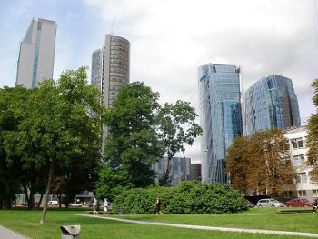 Skyscrapers in Vilnius, Photo by Arroww<br>
 ,licensed under the Creative Commons Attribution ShareAlike 3.0 Unported.