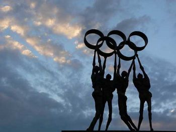 Olympic Monument at the Office Building of the IOC in Lausanne, Switzerland. This image is in the public domain.