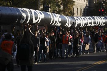 Keystone XL tar sands oil pipeline demonstration 