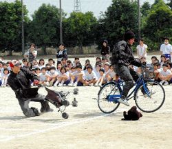 自転車事故実演
