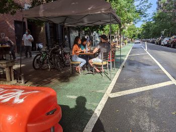 bike lane with tables?