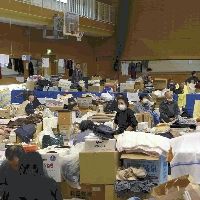 避難所となっている体育館