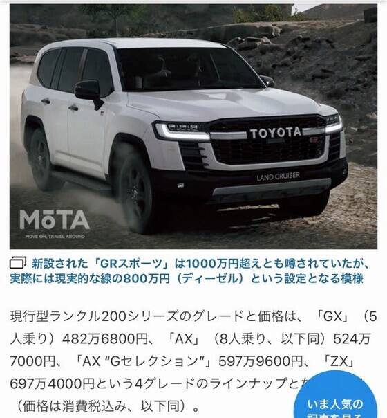 【朗報】トヨタ新型ランクル300、とてもお買い得であることが判明ｗｗｗｗｗｗｗｗｗｗｗｗ
