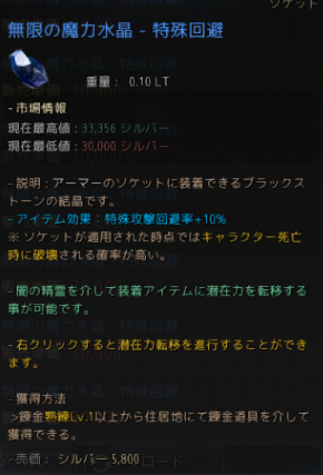 特殊回避水晶について オンラインゲームを研究しよう 黒い砂漠