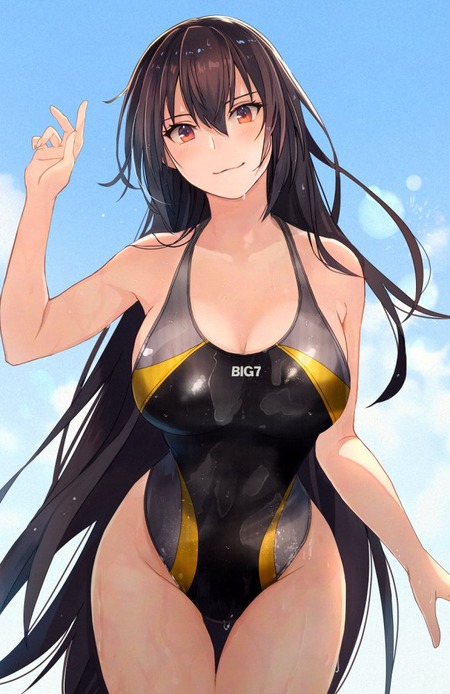 【二次】おっぱいを開放してあげたい競泳水着女子
