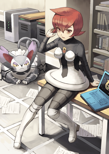 【ポケモン】毛先が跳ねた赤毛のショートヘア。マーズのイラスト