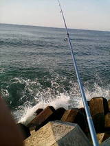 余市の海岸 波消ブロックの向こう側の海