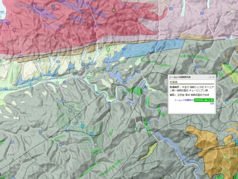 吉野川付近の地質図