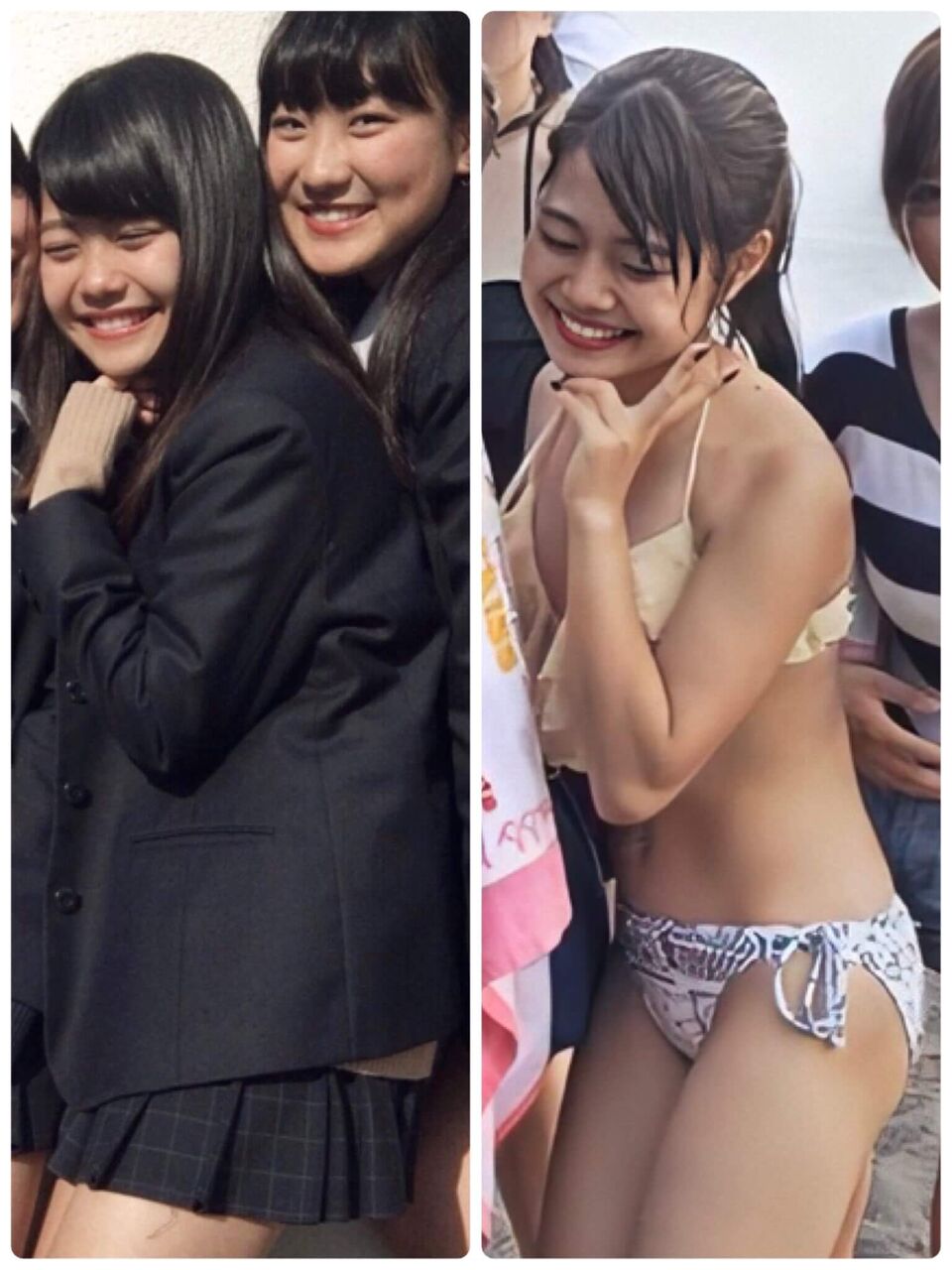 比較合成　全裸　着衣 