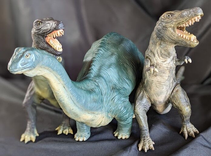 ブロントサウルス&ティラノサウルス×2(ツクダホビー)昭和 ブロントサウルス&ティラノサウルス×2(ツクダホビー)昭和