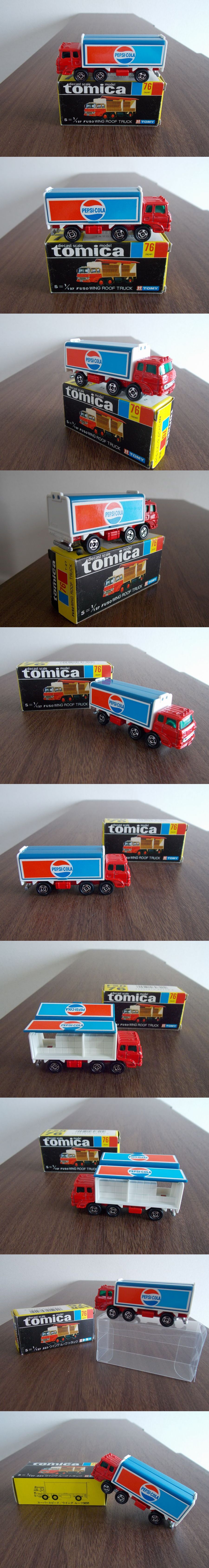 ＊534 トミカ黒箱ジャパン物　76　ふそうウイングルーフトラック　未使用に近い　ペプシコーラ　キャビン赤　透明ケース付