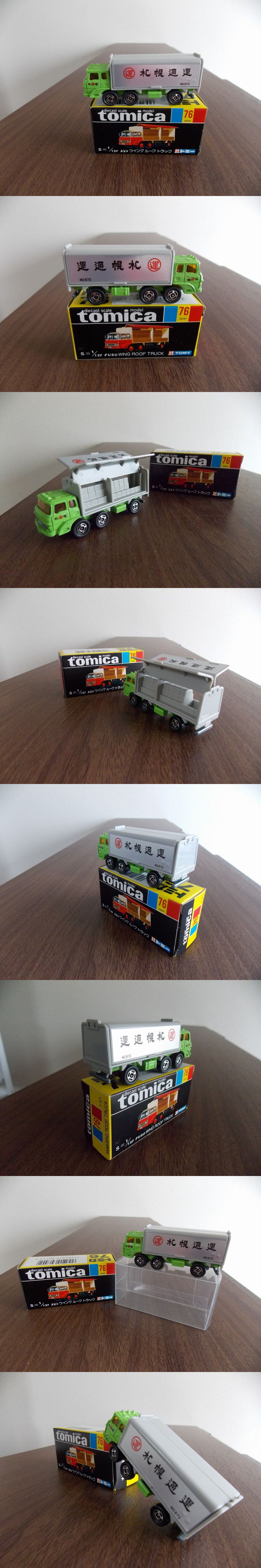 ＊485 76 トミカ黒箱ジャパン物　ふそうウイングルーフトラック　希少　札幌通運　ウイングルーフ開閉可能　透明ケース付き
