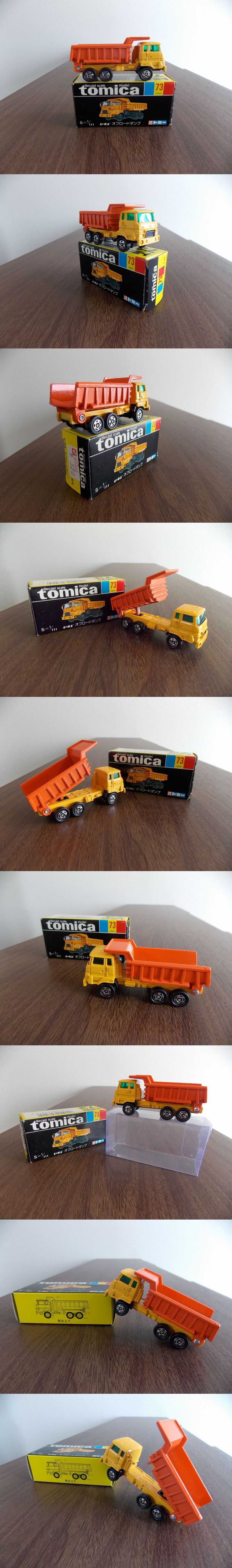 ＊524 トミカ黒箱ジャパン物　73　いすゞオフロードダンプ　希少カラー　未使用に近い！　SCALE　1/111　　透明ケース付