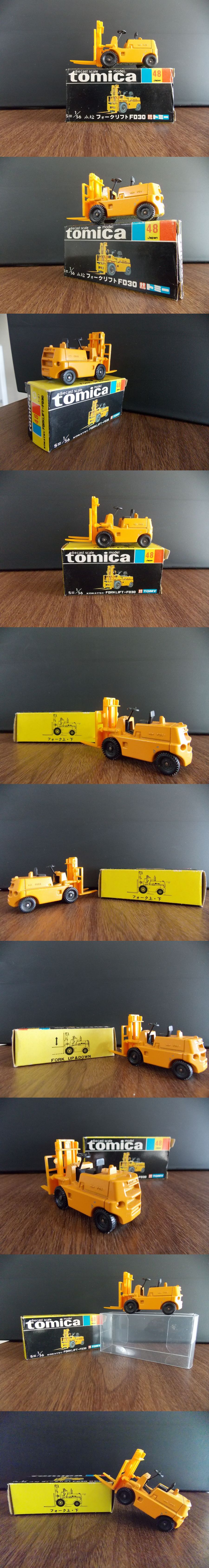 ・558　トミカ黒箱ジャパン　48　小松フォークリフト　FD30　フォーク上・下　程度良いです　お値打ち品　透明ケース付き