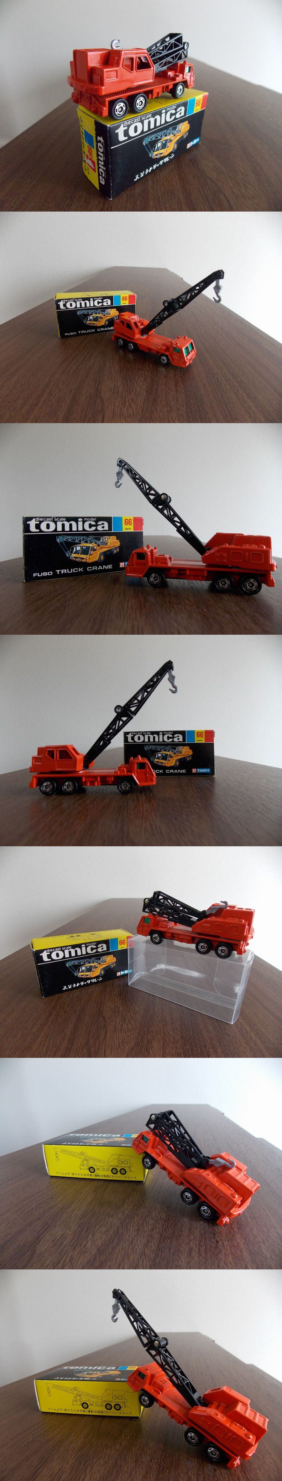 ＊457 　 66 トミカ　黒箱ジャパン物　ふそう　トラッククレーン　未使用に近い！　ブーム上下　運転台旋回　透明ケース付