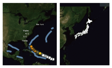日本の地形とそっくりなアメリカ東海岸
