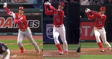 大谷のフォロースルー