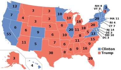 州別選挙人獲得数(2016アメリカ大統領選挙)