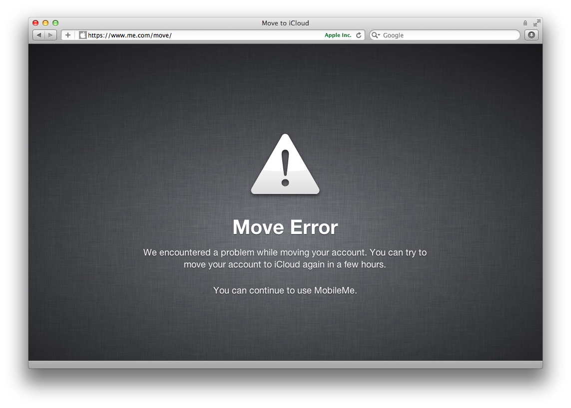 iCloud Migration Failuer