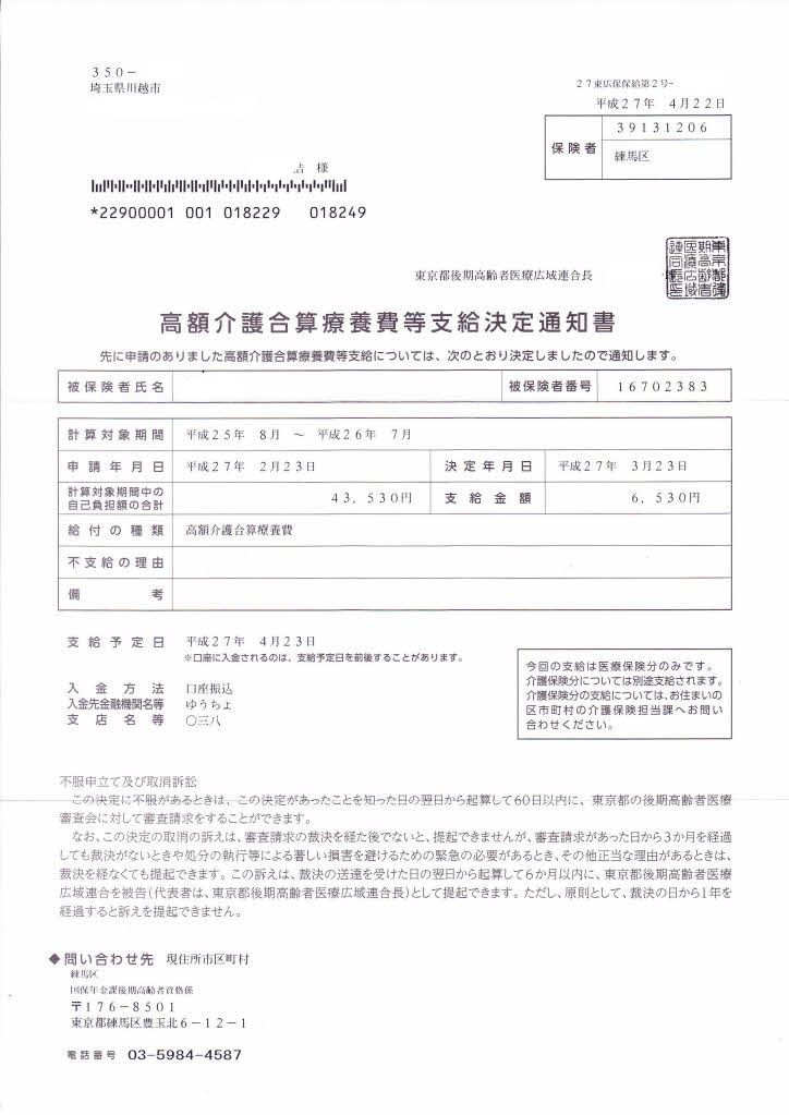 2015年4月26日の出来事 川越市議会議員選挙 高額医療合算介護ｻｰﾋﾞｽ費支給決定通知書及び高額介護合算療養費等支給決定通知書 Dasa0325のブログ