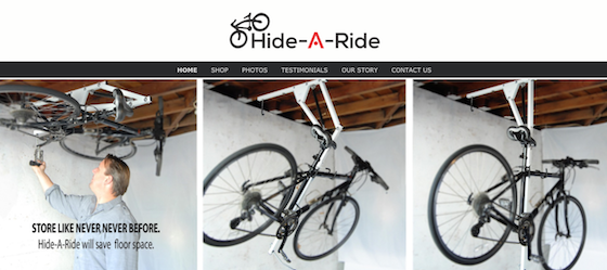 天井に自転車を収納できる『Hide-A-Ride』