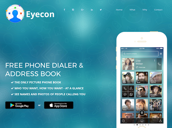 写真をメインに据えた電話帳アプリ『Eyecon』