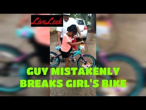 自転車が乗れない女の子にお手本を見せるポッチャリ先輩