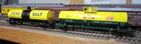 Yellow chemical tank cars