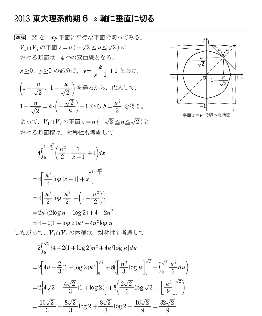 東京大学2013前期理系7 : 怜悧玲瓏 ～高校数学を天空から俯瞰する～