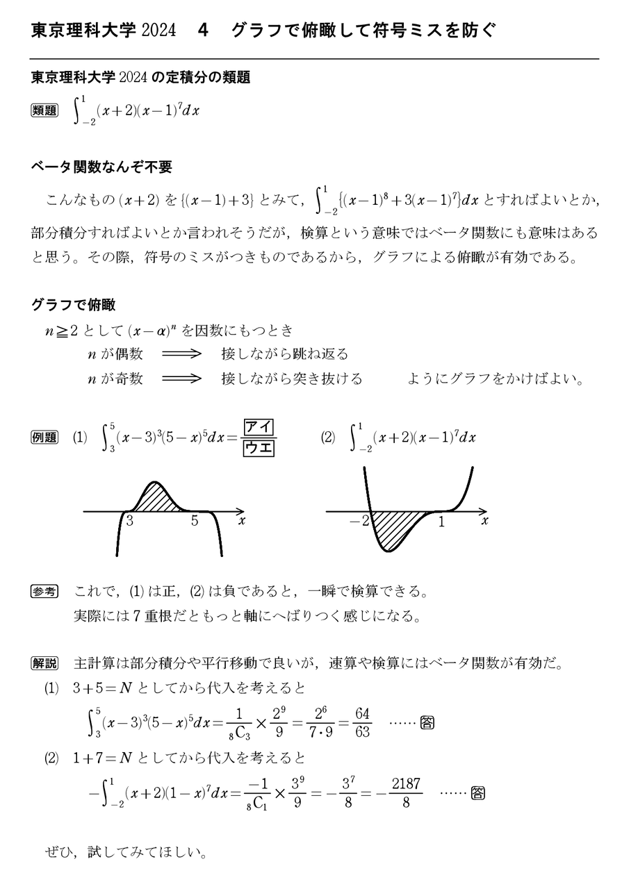 東京理科大学 2024 4 グラフで俯瞰して符号ミスを防ぐ : 怜悧 東京理科大学 2024 4 グラフで俯瞰して符号ミスを防ぐ : 怜悧