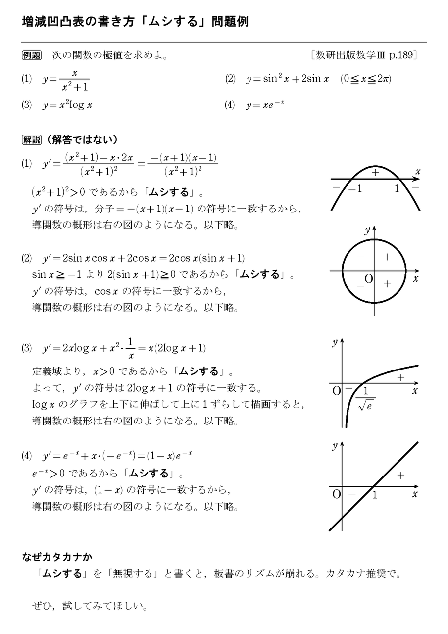 増減凹凸表の書き方 ムシする 問題例 怜悧玲瓏 高校数学を天空から俯瞰する 増減凹凸表の書き方 ムシする 問題例 怜悧玲瓏 高校数学を天空から俯瞰する