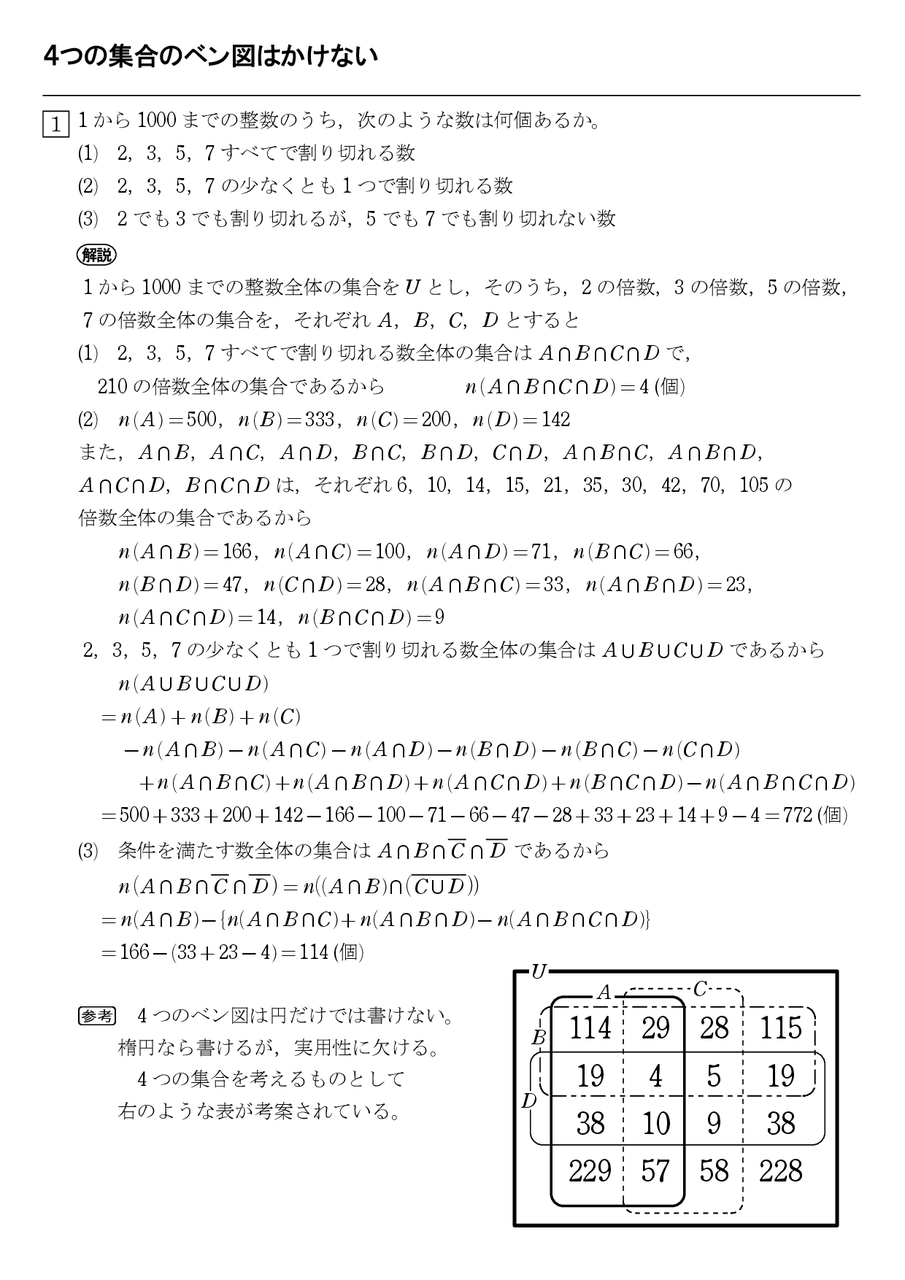 4つ以上の集合のベン図はかけない 改 の答え 怜悧玲瓏 高校数学を天空から俯瞰する 4つ以上の集合のベン図はかけない 改 の答え 怜悧玲瓏 高校数学を天空から俯瞰する