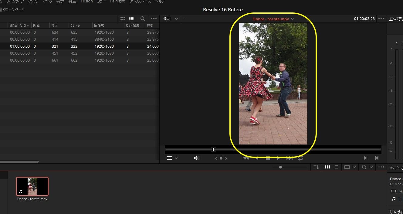 Davinci Resolve 16で 映像の縦横の向きを変える エディットキングダム