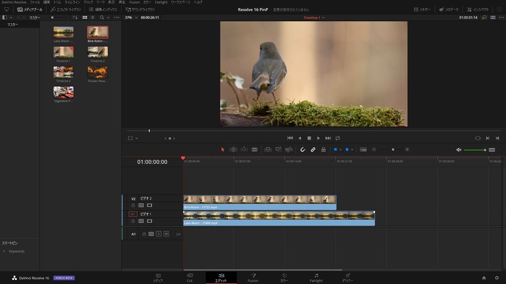 Davinci Resolve 16 で ピクチャー イン ピクチャー エディットキングダム