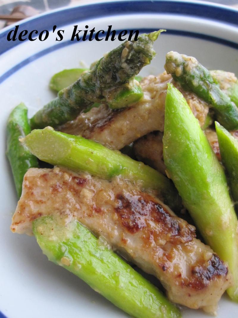 decoの小さな台所。-豚肉とアスパラの塩麹ごま炒め４