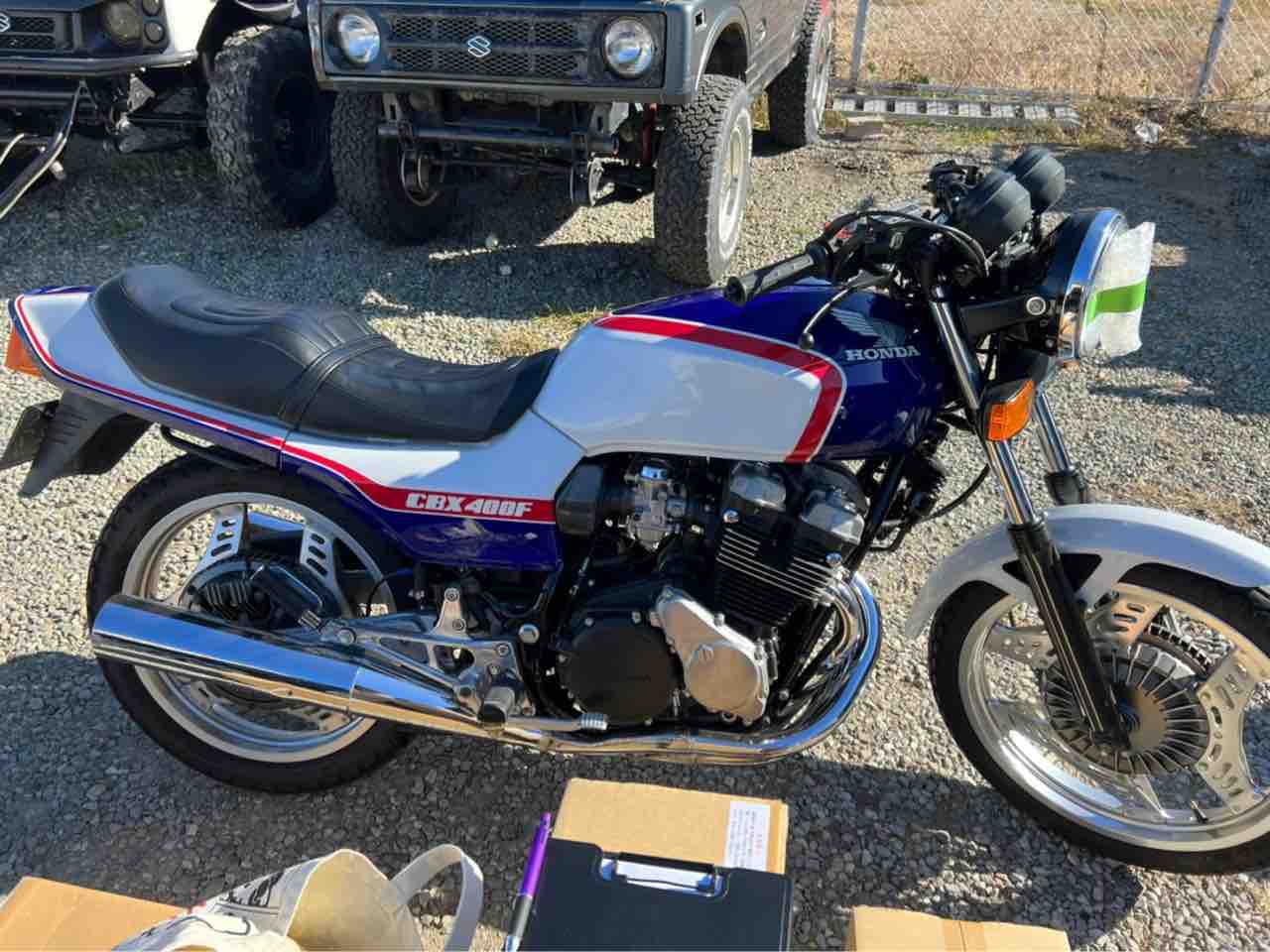 HONDA CBX400 F バイクタンク 青/白/赤 HONDA CBX400バイクタンク 青 静岡県CBX400F U様 大変お待たせして