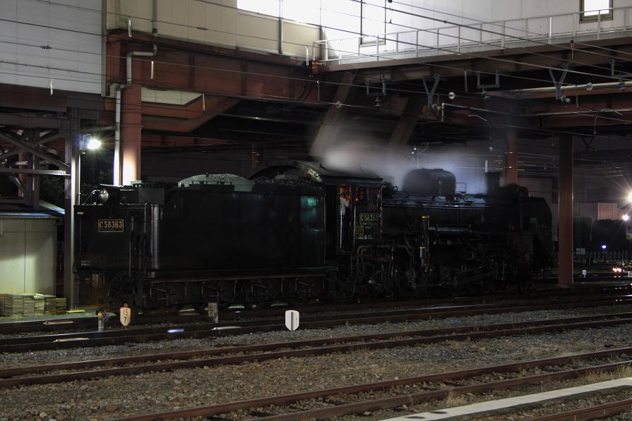 2010年7月25日夜 C58-363号機交番検査回送 寄居駅にて ① : 電気屋の鉄道資料館
