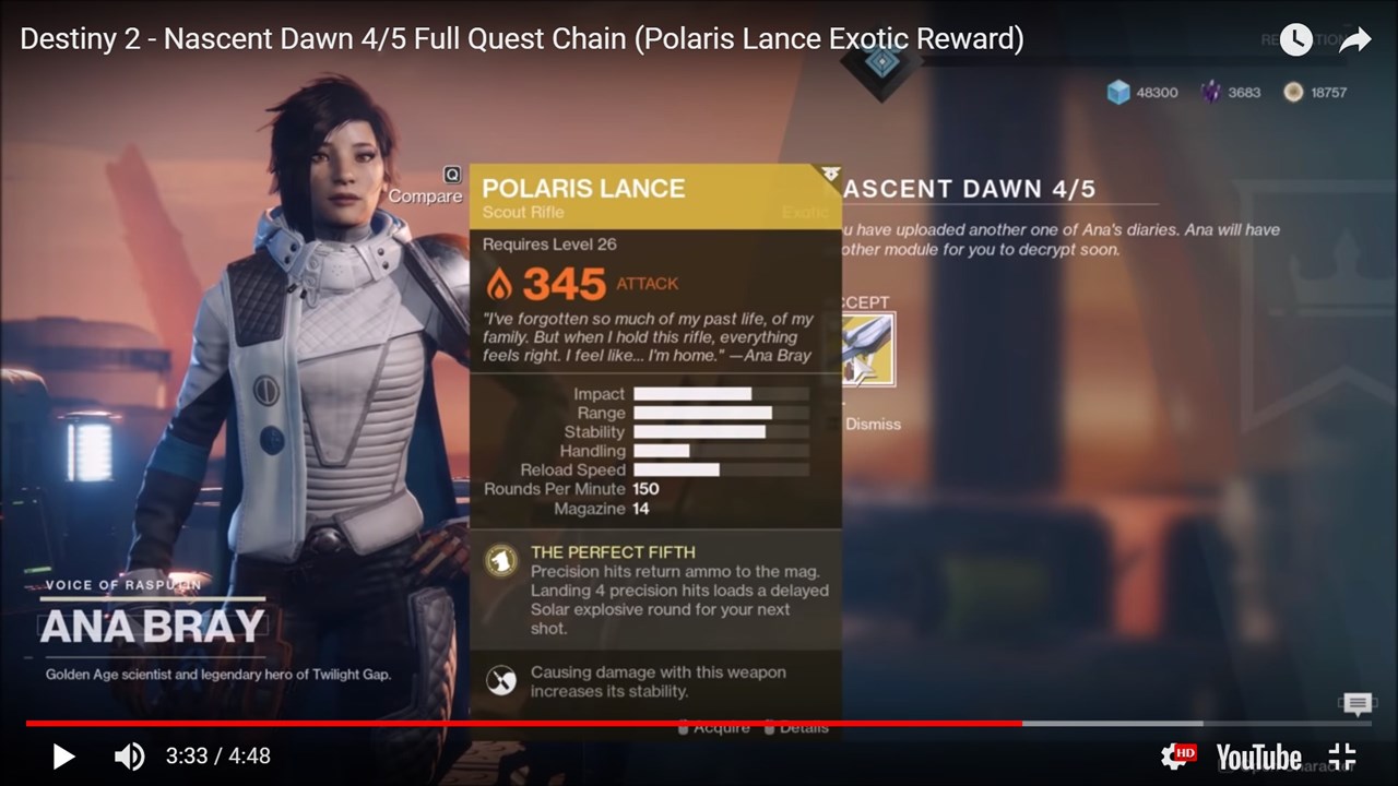 エキゾスカウトライフル ポラリス ランス の入手法 Destiny動画配信所