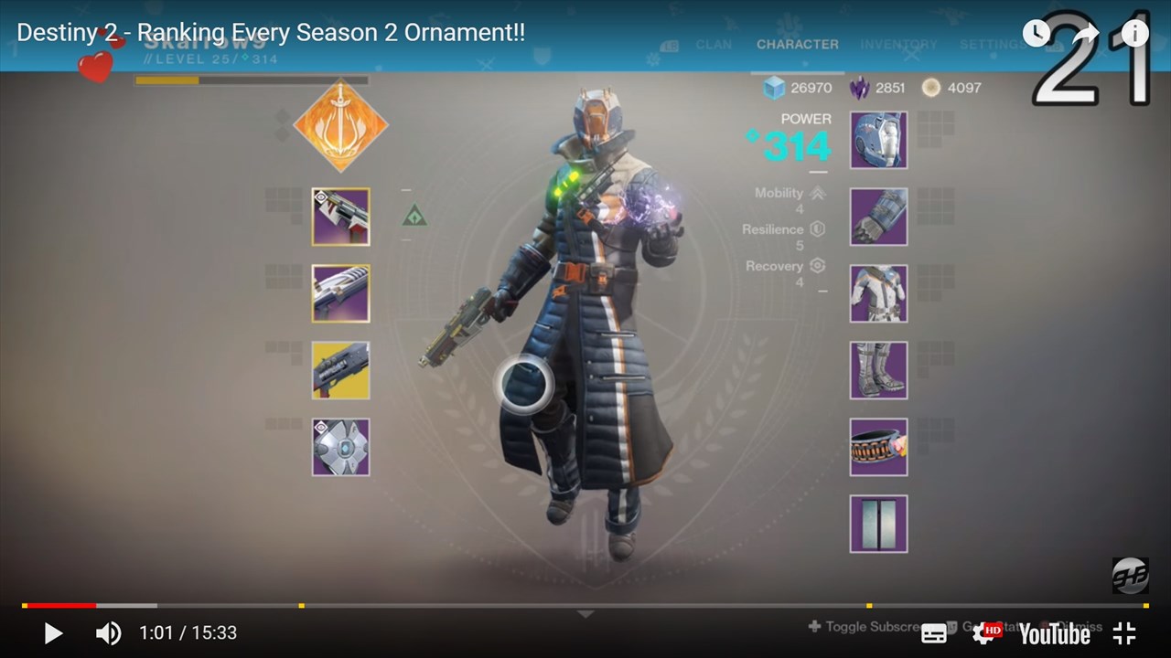 シーズン2の防具装飾お気に入りランキング 18 04 14 Destiny動画配信所