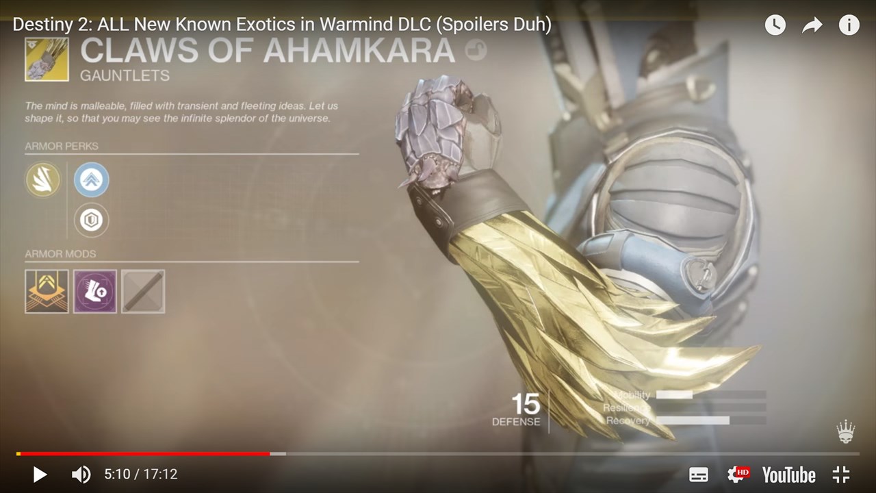Dlc Ii ウォーマインド で追加される現在判明中のエキゾチック装備 Destiny動画配信所