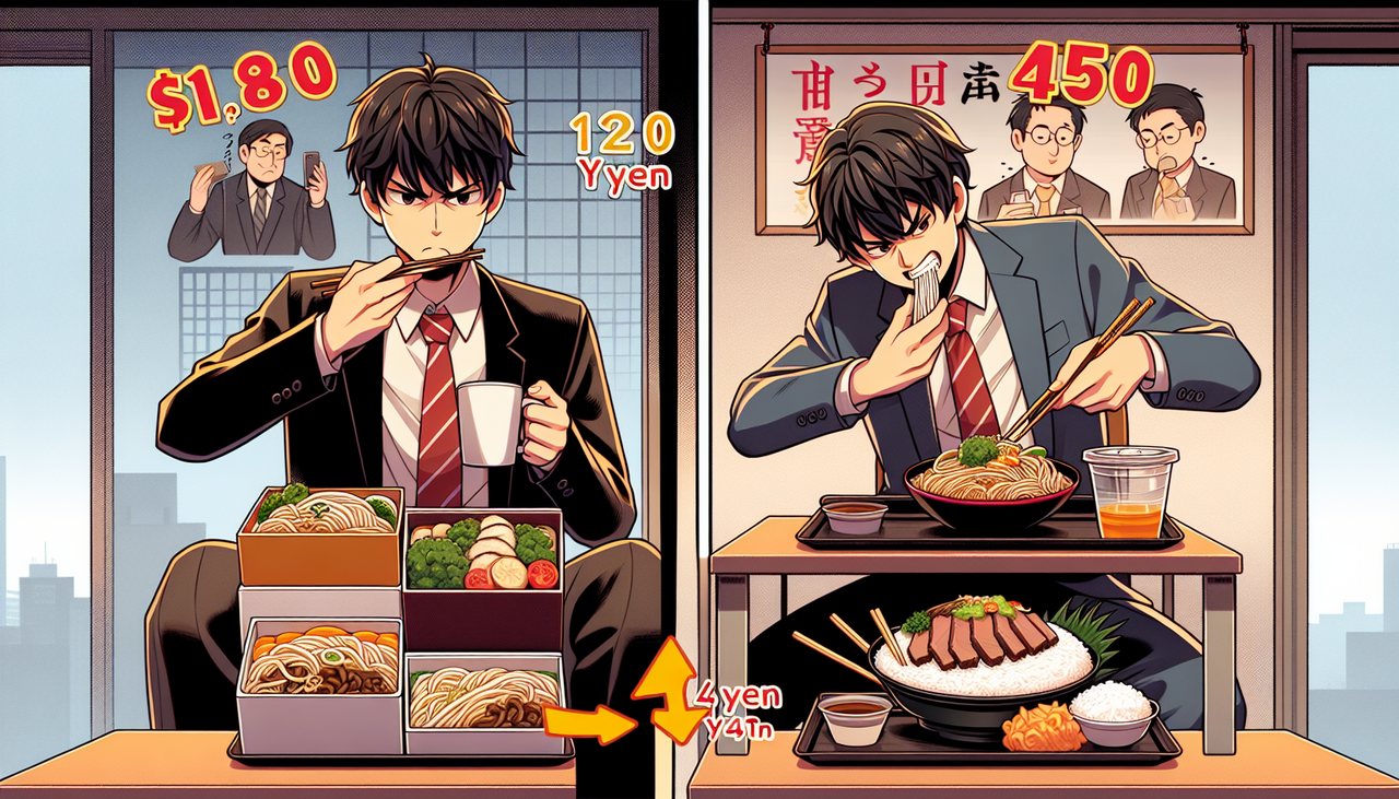 会社員が昼食に1280円の定食を食い続けるのは無理ゲー。すき家牛丼450円辺りが限界。