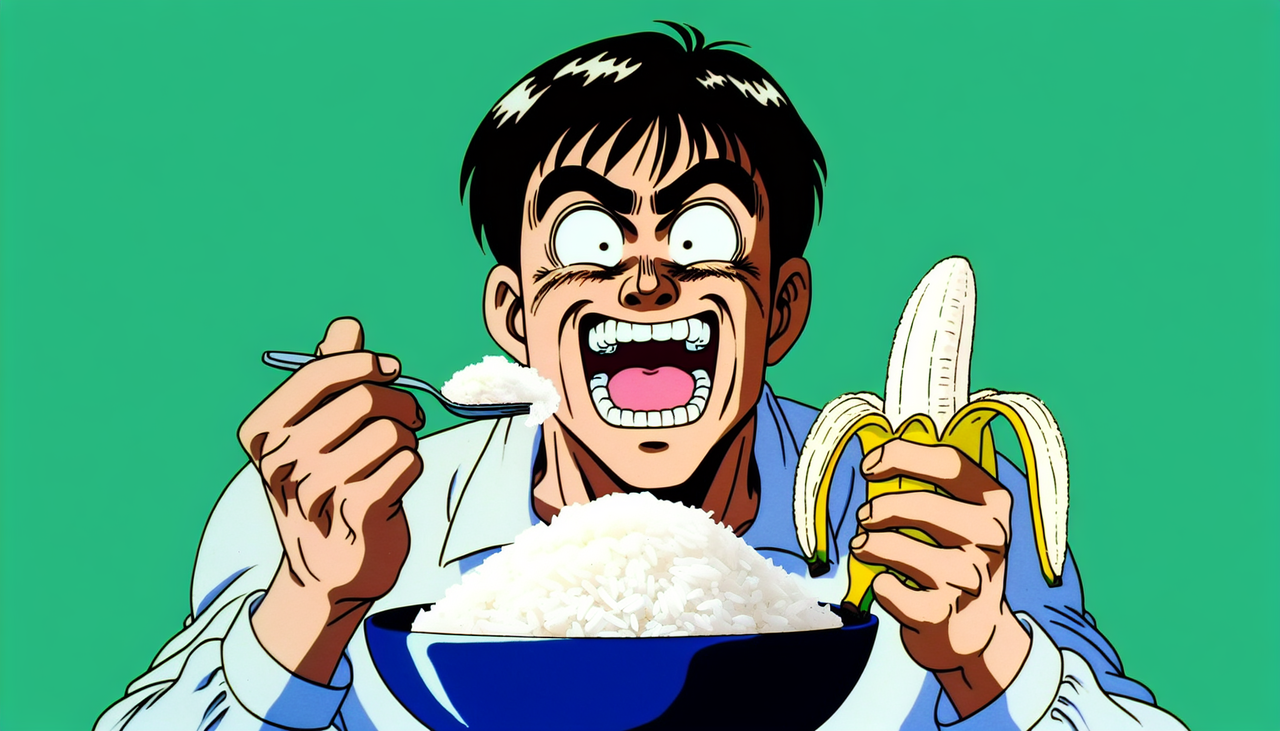 外国人の夫が白飯とバナナを同時に食べてる件ｗｗｗｗ