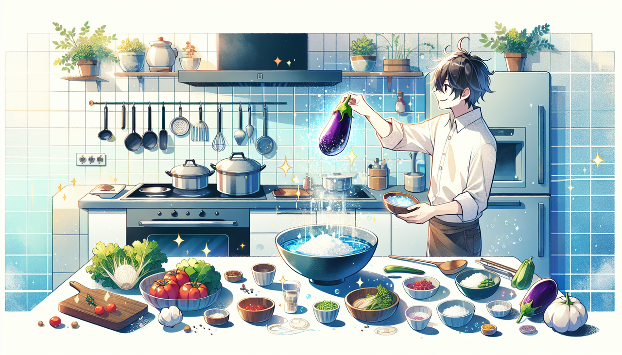 【裏技】ナスの油吸い防止策！塩水に漬けるだけでヘルシー調理