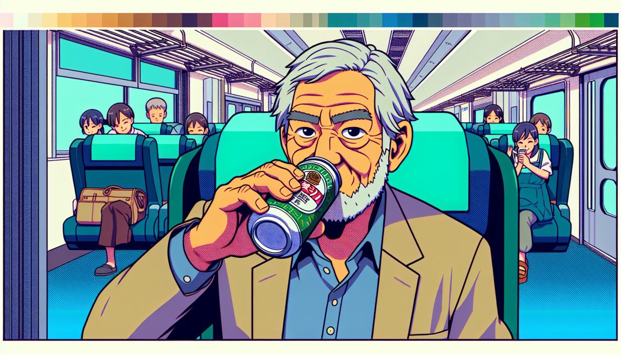 新幹線とかで隙があれば缶ビール飲むおじさん
