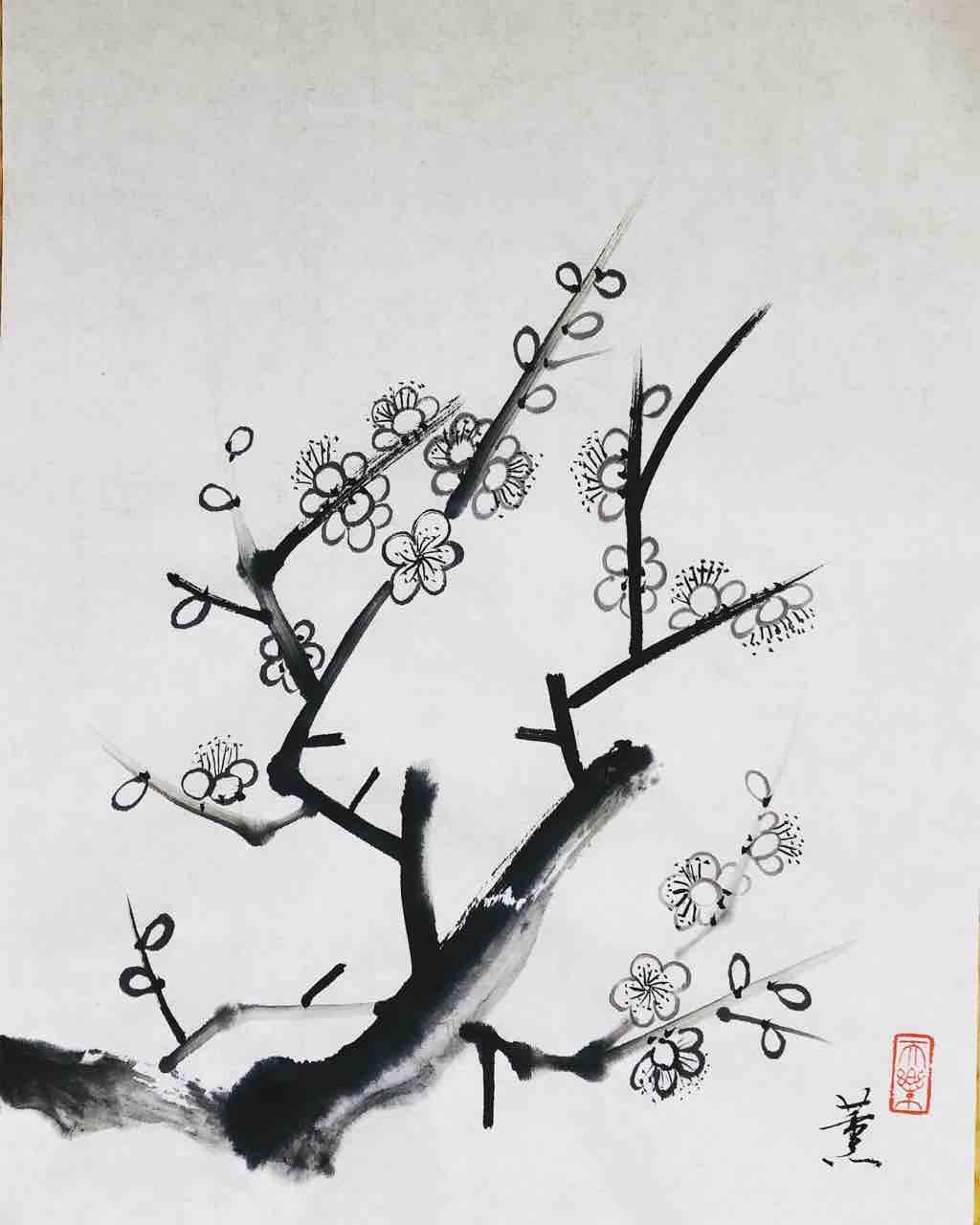 西日暮里平日教室 梅を描く : 橙月水墨画教室 Sumi-e class in Tokyo 西日暮里平日教室 梅を描く : 橙月水墨画教室 Sumi-e class in Tokyo