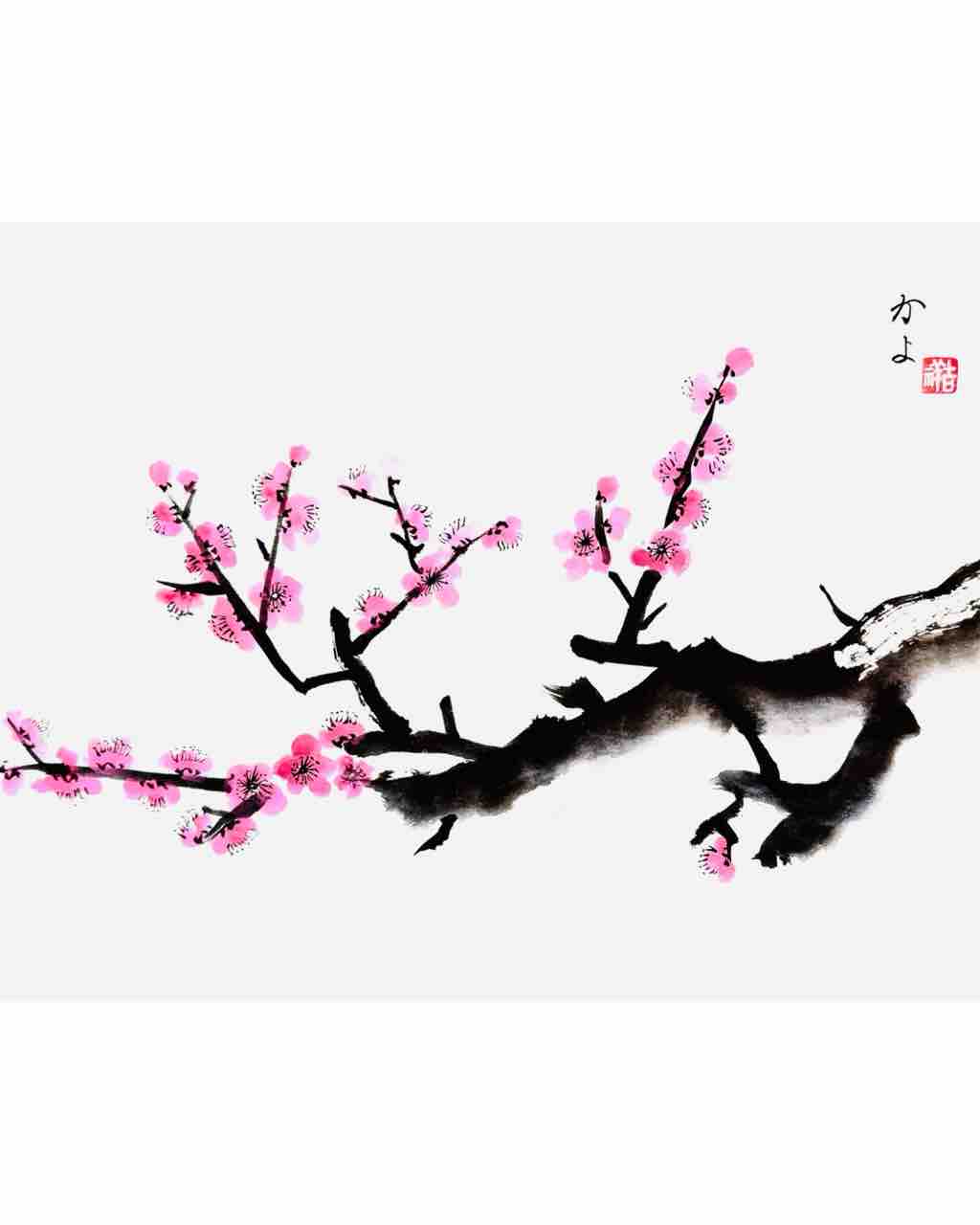西日暮里日曜クラス 梅を描く : 橙月水墨画教室 Sumi-e class in